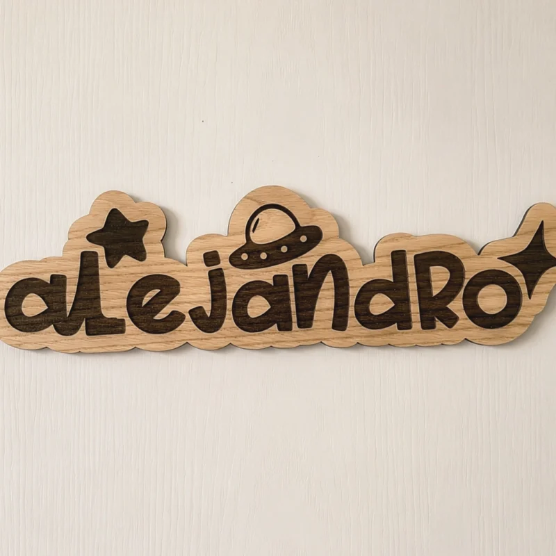 Placa de puerta modelo “Universo” grabada