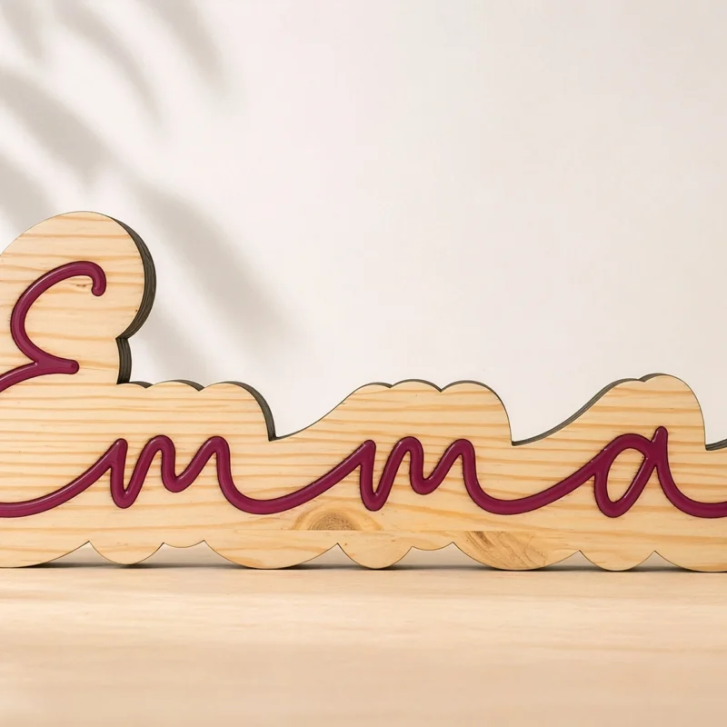 Nombre en madera modelo "Trazo"